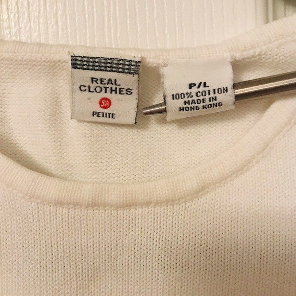 Real Clothes SFA. White sweater knit crop tee shirt from Real Clothes SFA - Picture 4 of 6